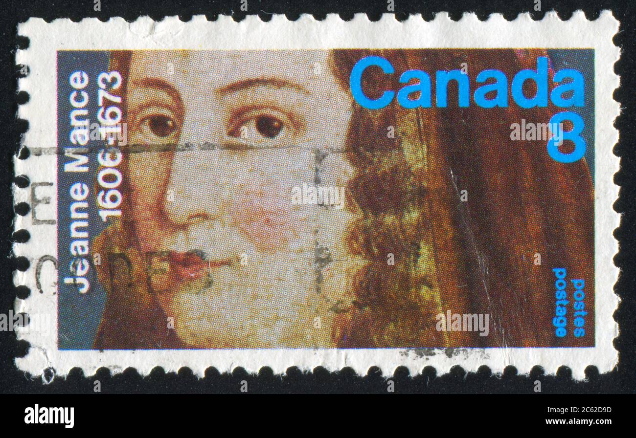 CANADA - CIRCA 1973: stamp printed by Canada, shows Jeanne Mance, circa 1973 Stock Photo