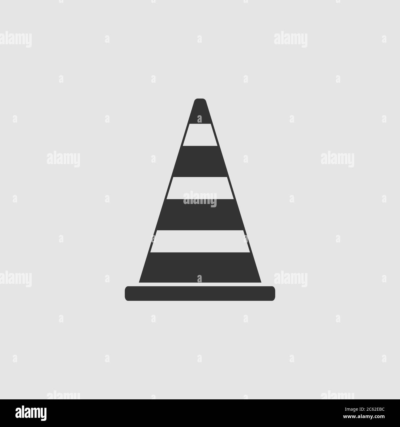 Traffic cone icon flat. Black pictogram on grey background. Vector ...