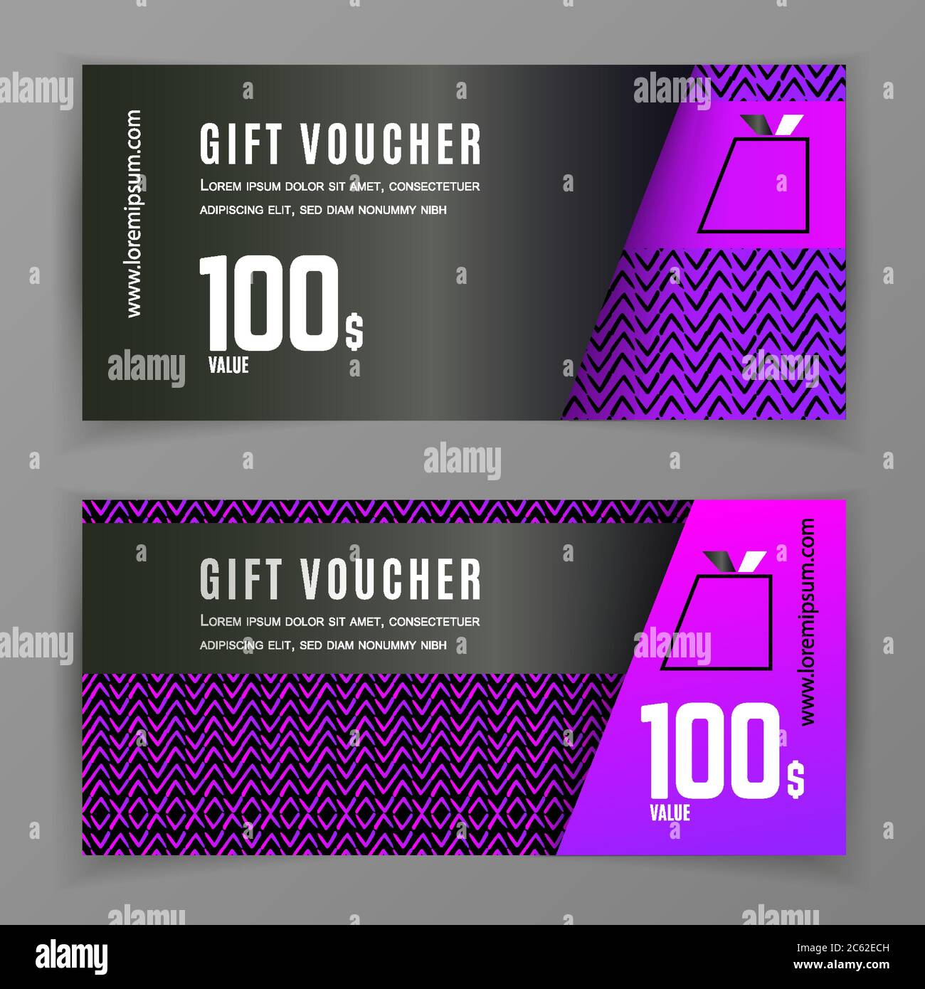 Vector gift voucher template. Universal flyer for business. Black
