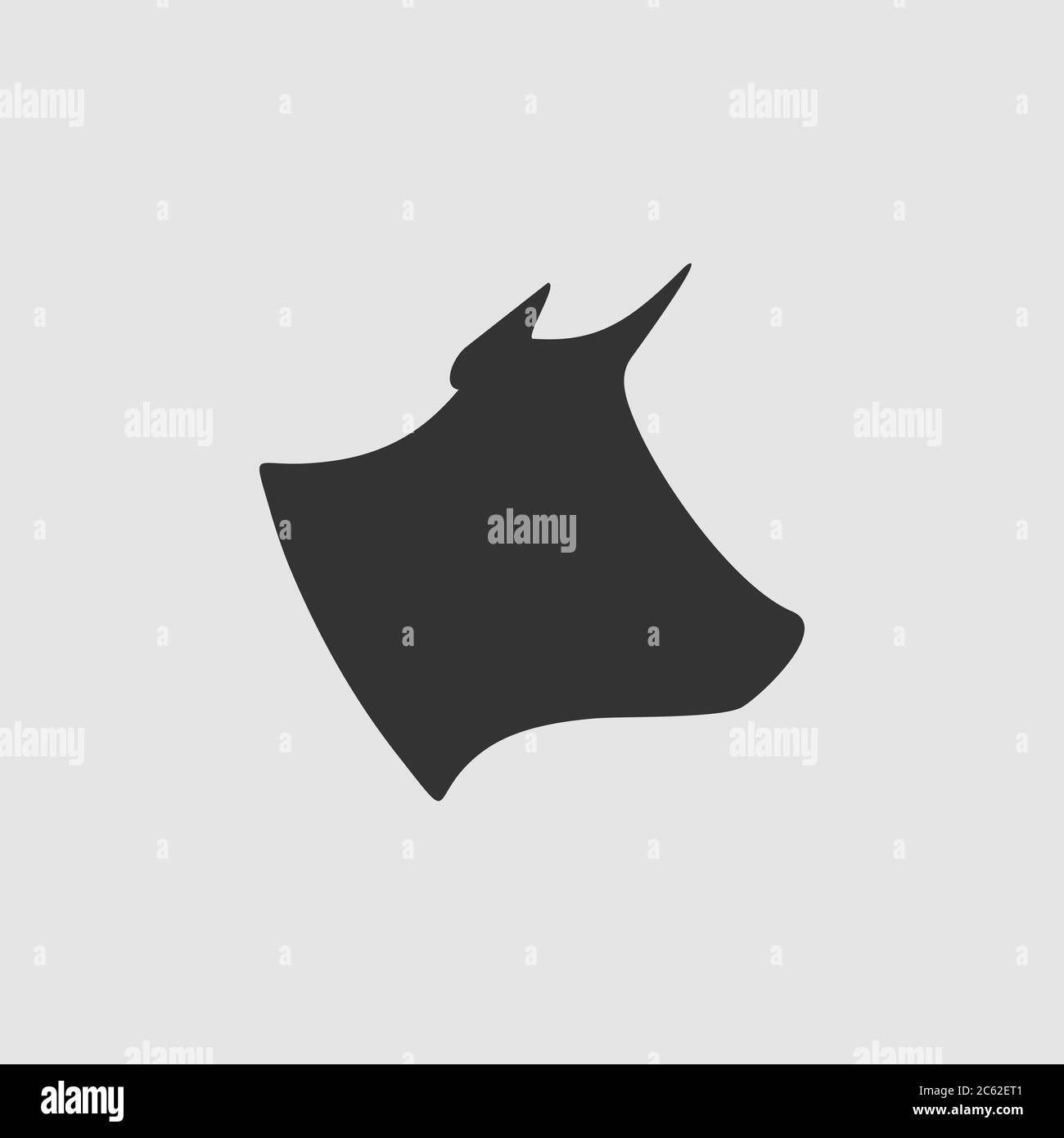 Cow, bull head icon flat. Black pictogram on grey background. Vector illustration symbol Stock Vector