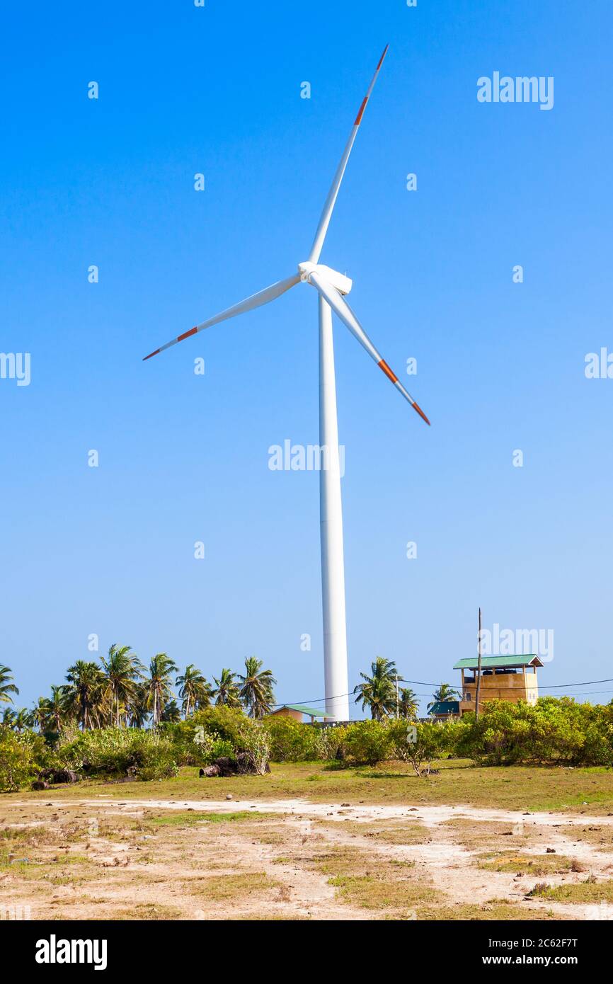 Wind turbines in Kalpitiya, Sri Lanka. wind turbine is a device that