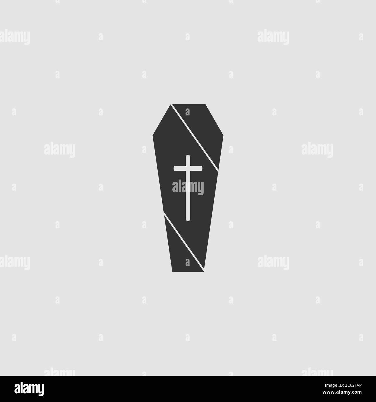 Coffin icon flat. Black pictogram on grey background. Vector illustration symbol Stock Vector