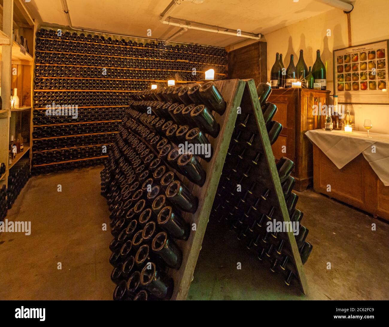 Fine nonalcoholic wines are stored in the cellar of the Jörg Geiger PriSecco Manufactory, Schlat, Germany Stock Photo