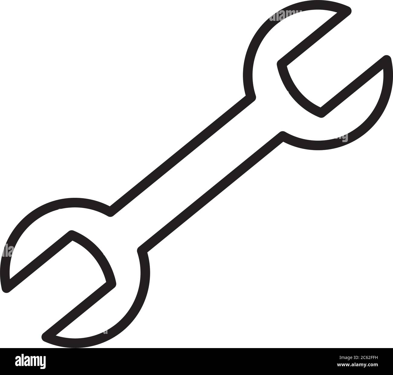 wrench tool icon over white background, line style, vector illustration Stock Vector
