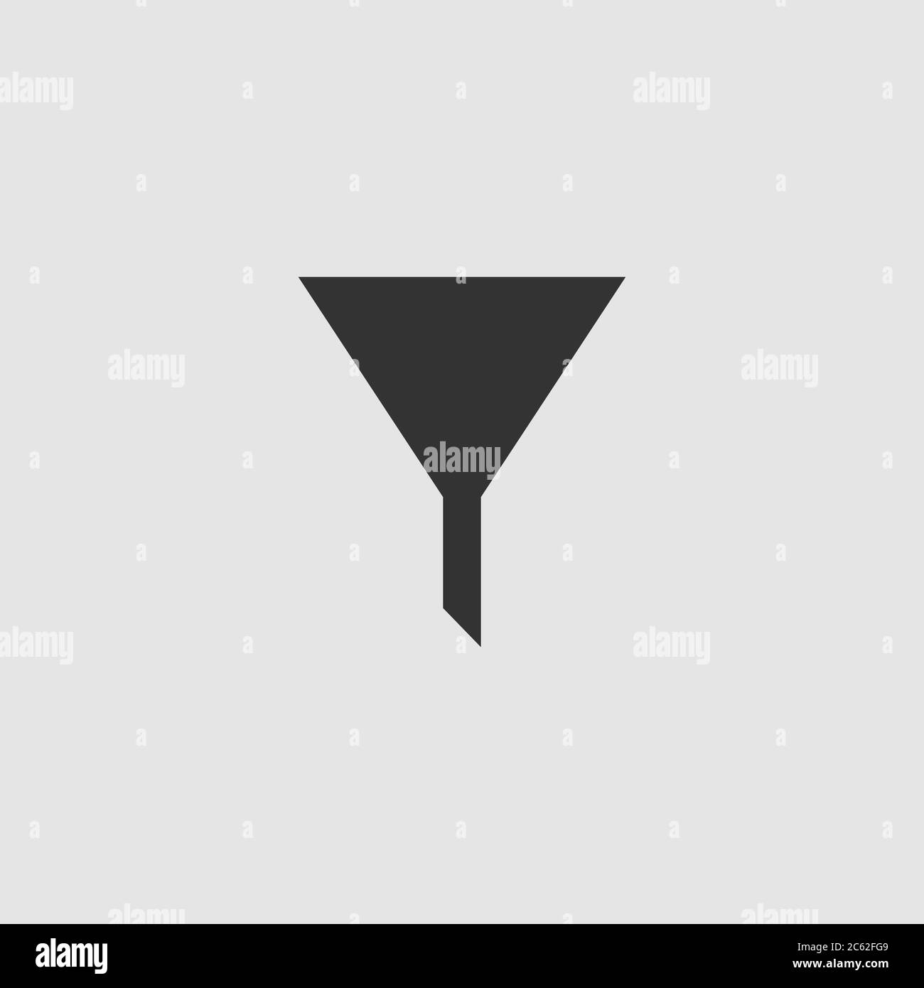 Funnel filter icon flat. Black pictogram on grey background. Vector