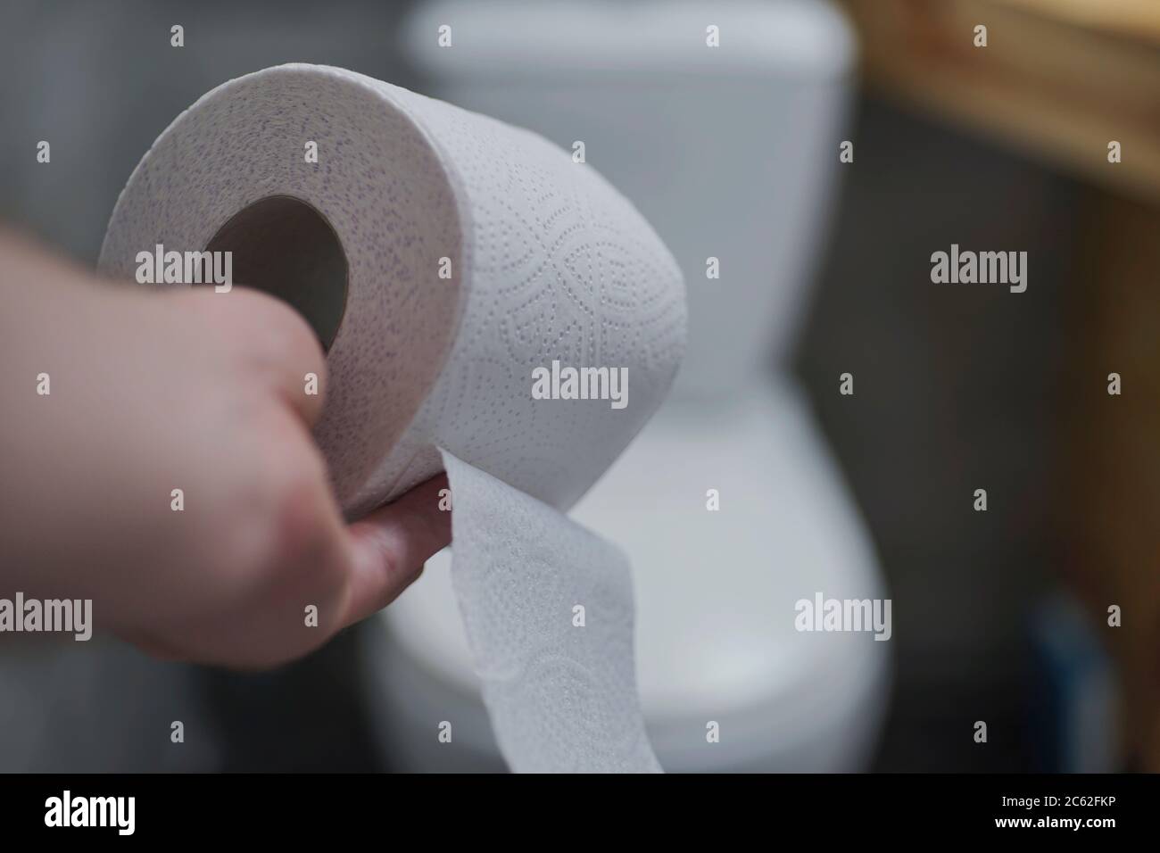 hand holds toilet paper Stock Photo Alamy