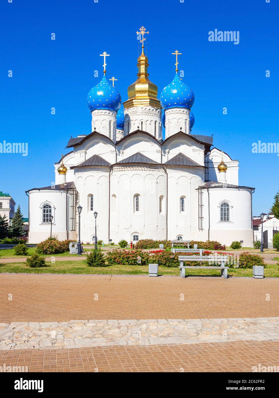 Annunciation Cathedral of Kazan Kremlin is the first Orthodox church of the Kazan Kremlin. The Kazan Kremlin is the chief historic citadel of Tatarsta Stock Photo