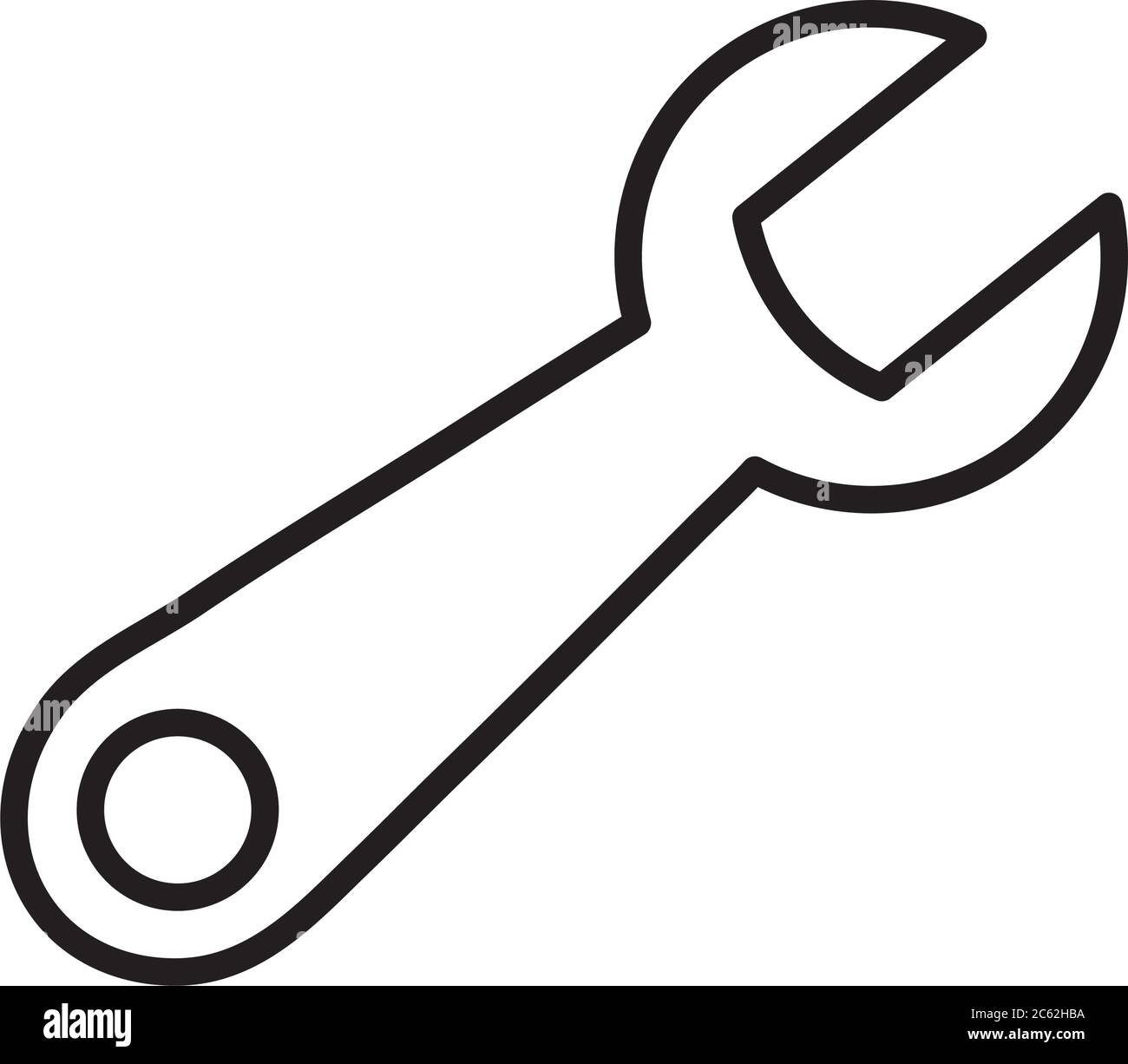 wrench tool icon over white background, line style, vector illustration Stock Vector