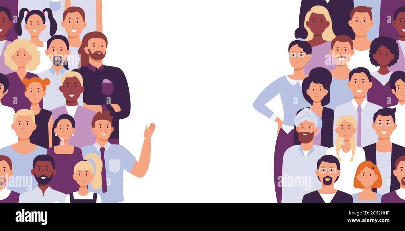 Divided people crowd. Vector divide group, community diversity Stock Vector