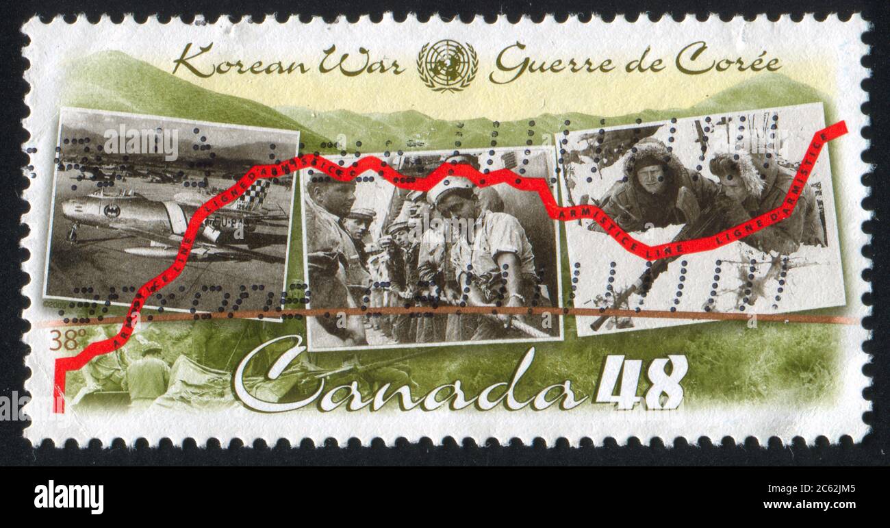 CANADA - CIRCA 2003: stamp printed by Canada, shows Korean War Armistice Agreement, circa 2003 Stock Photo