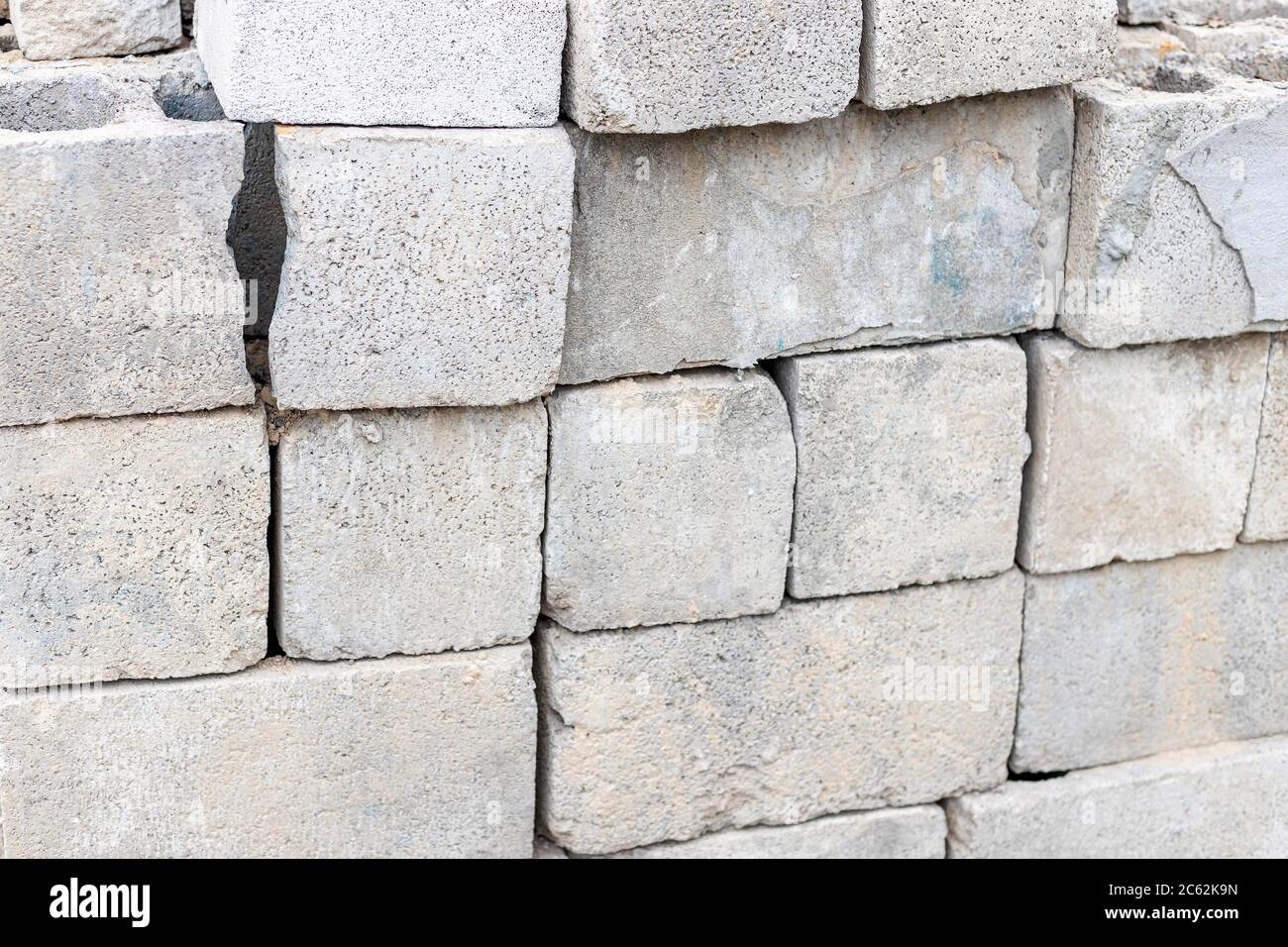 Closeup shot of cinder blocks for construction Stock Photo by