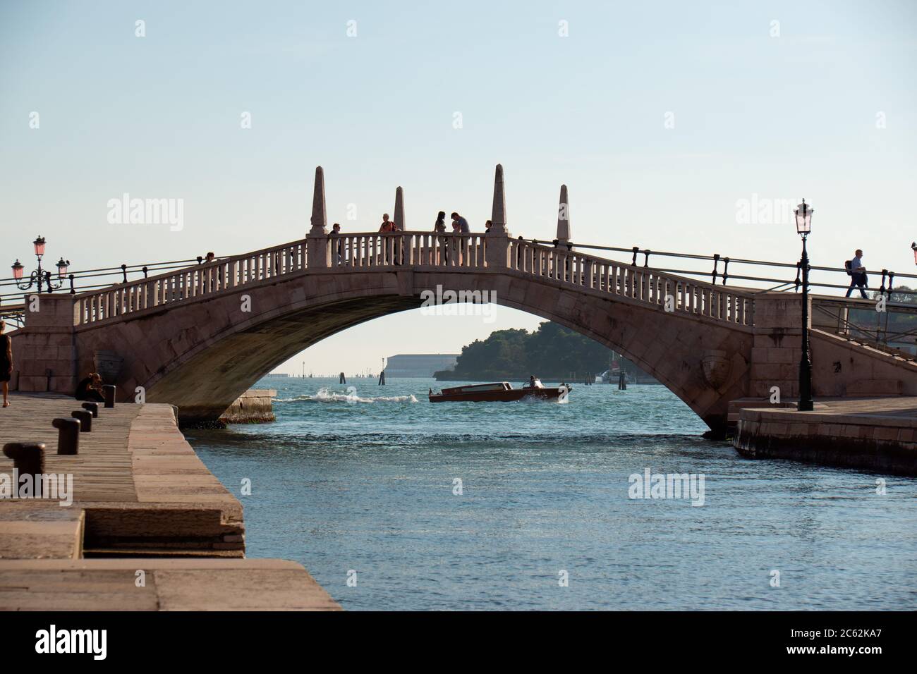 Oct. 1, 2019 - Venice, Italy: a bridge over the lagoon of Venezia Stock Photo