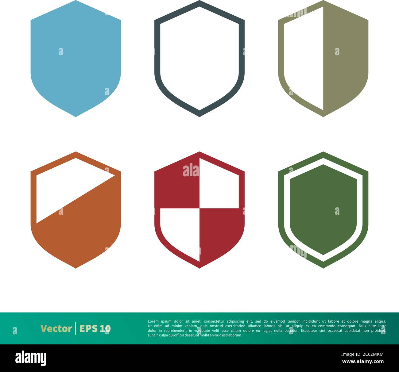 Set Colorful Shield Icon Vector Logo Template Illustration Design. Editable Vector EPS 10. Stock Vector