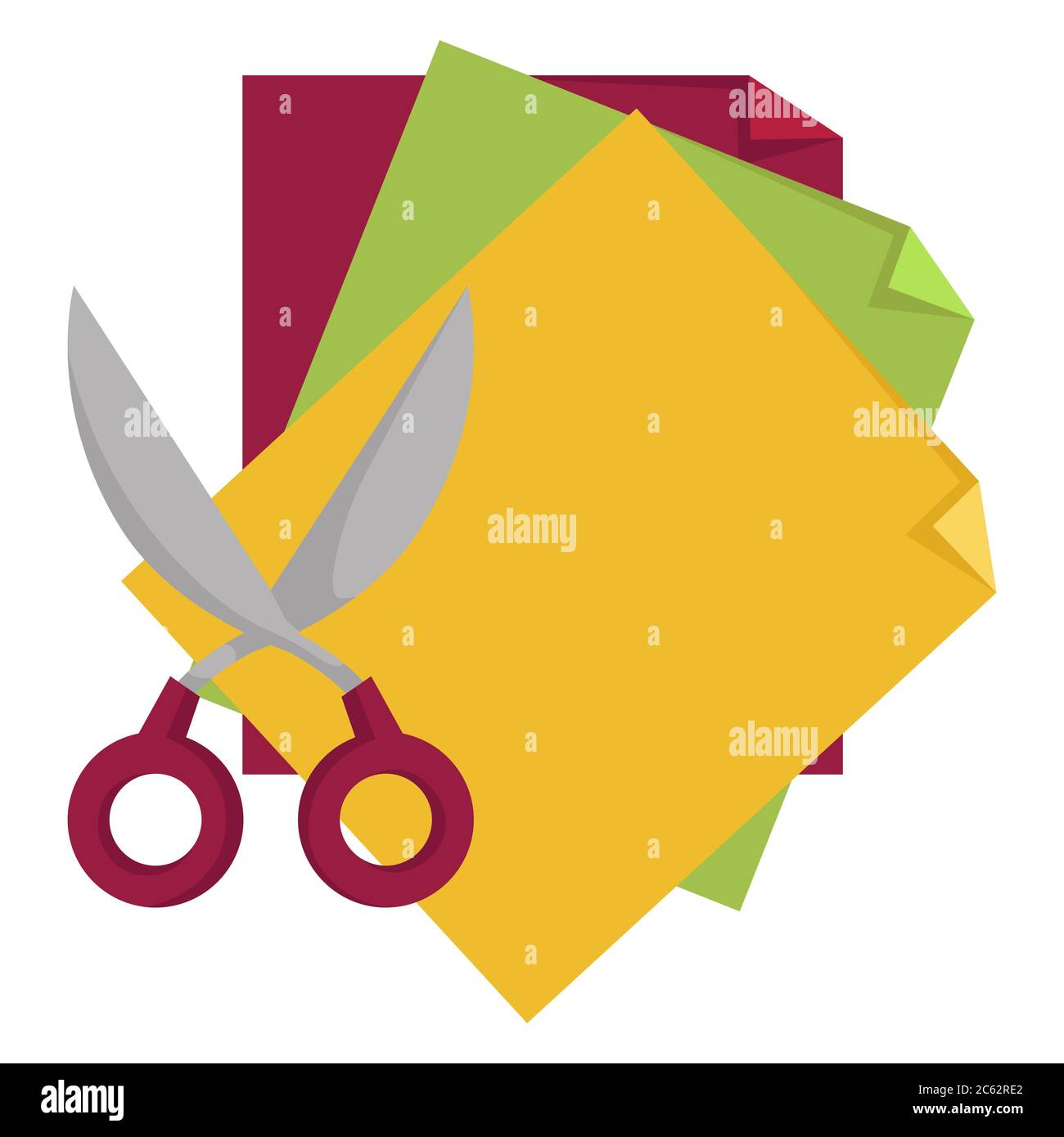 School supplies, scissors and sticky notes notepad vector Stock Vector