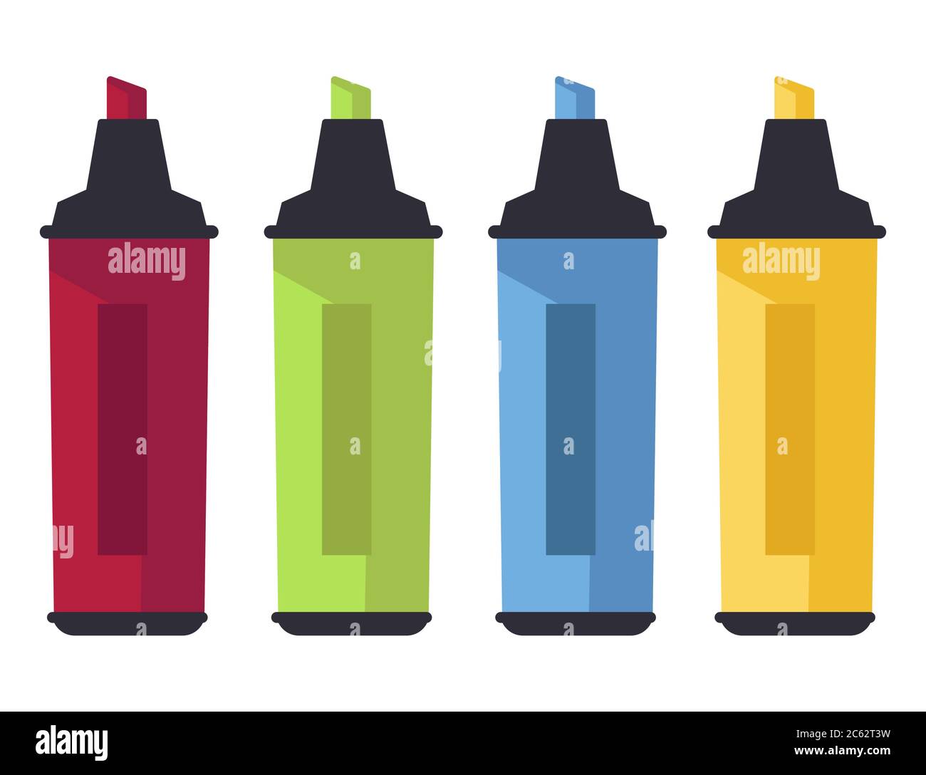 Colorful highlighter pencils, office or school stationery vector Stock Vector