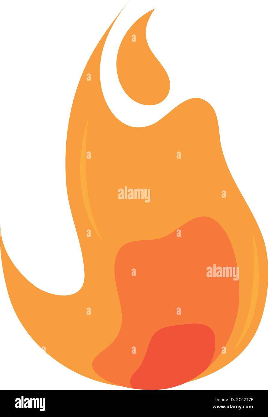 fire flame burning hot glow flat design icon white background vector ...