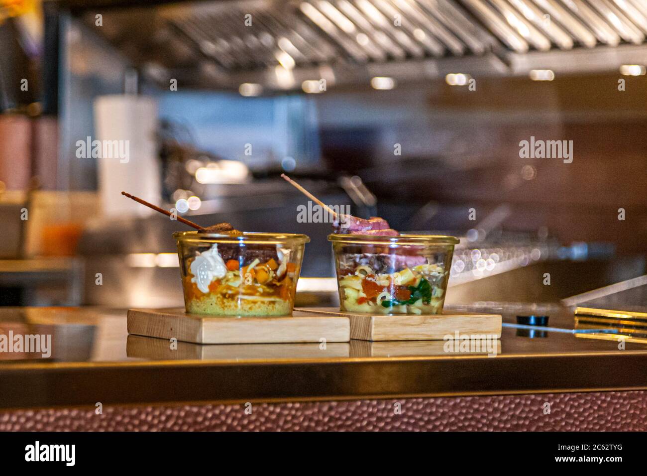 This latest culinary offshoot has been at Hotel Freiberg since January 2016. With Fetzwerk, the hotel is able to offer hotel guests and visitors a meal almost around the clock. Breakfast is available until 12 o'clock, after which there is food from the jar of wafers. Oberstdorf, Germany Stock Photo