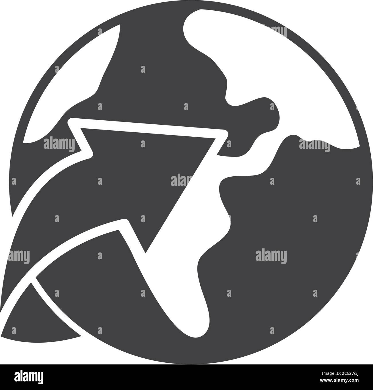 earth and arrow icon over white background, silhouette style