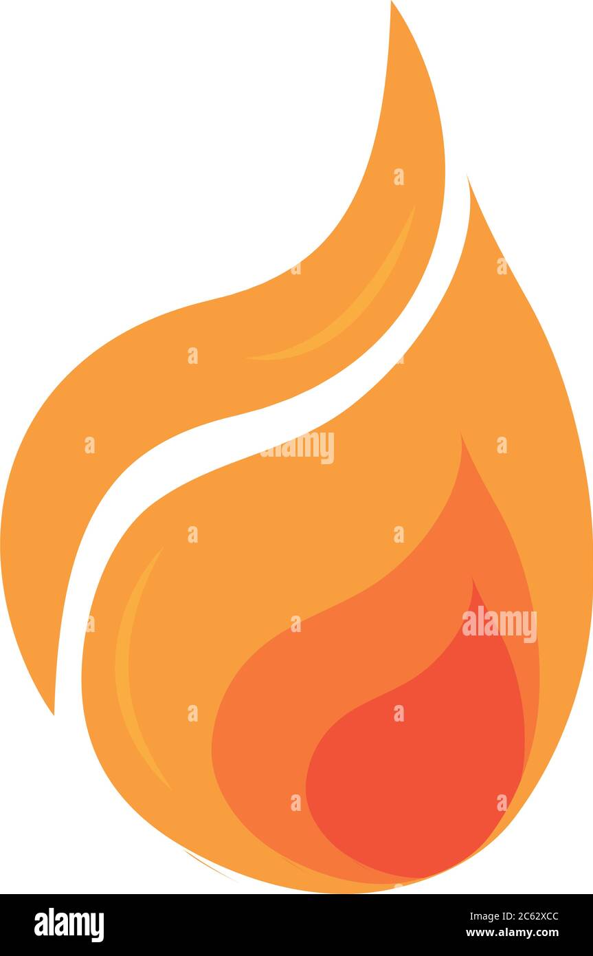 fire flame burning hot glow flat design icon white background vector ...
