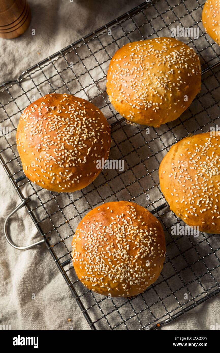 Homemade Sesame Seed Hamburger Buns Ready to Eat Stock Photo Alamy