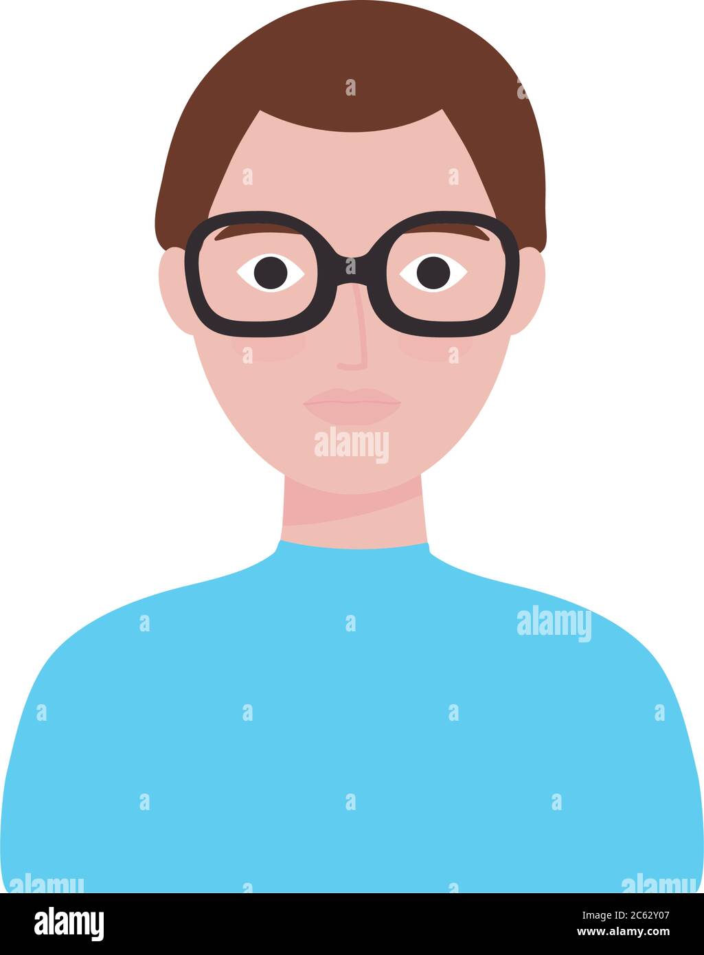 avatar man with glasses icon over white background, flat style, vector ...