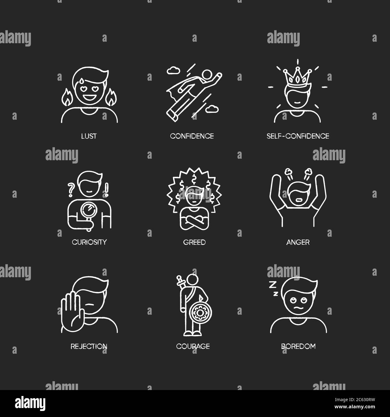 Positive negative emotions black Stock Vector Images - Alamy