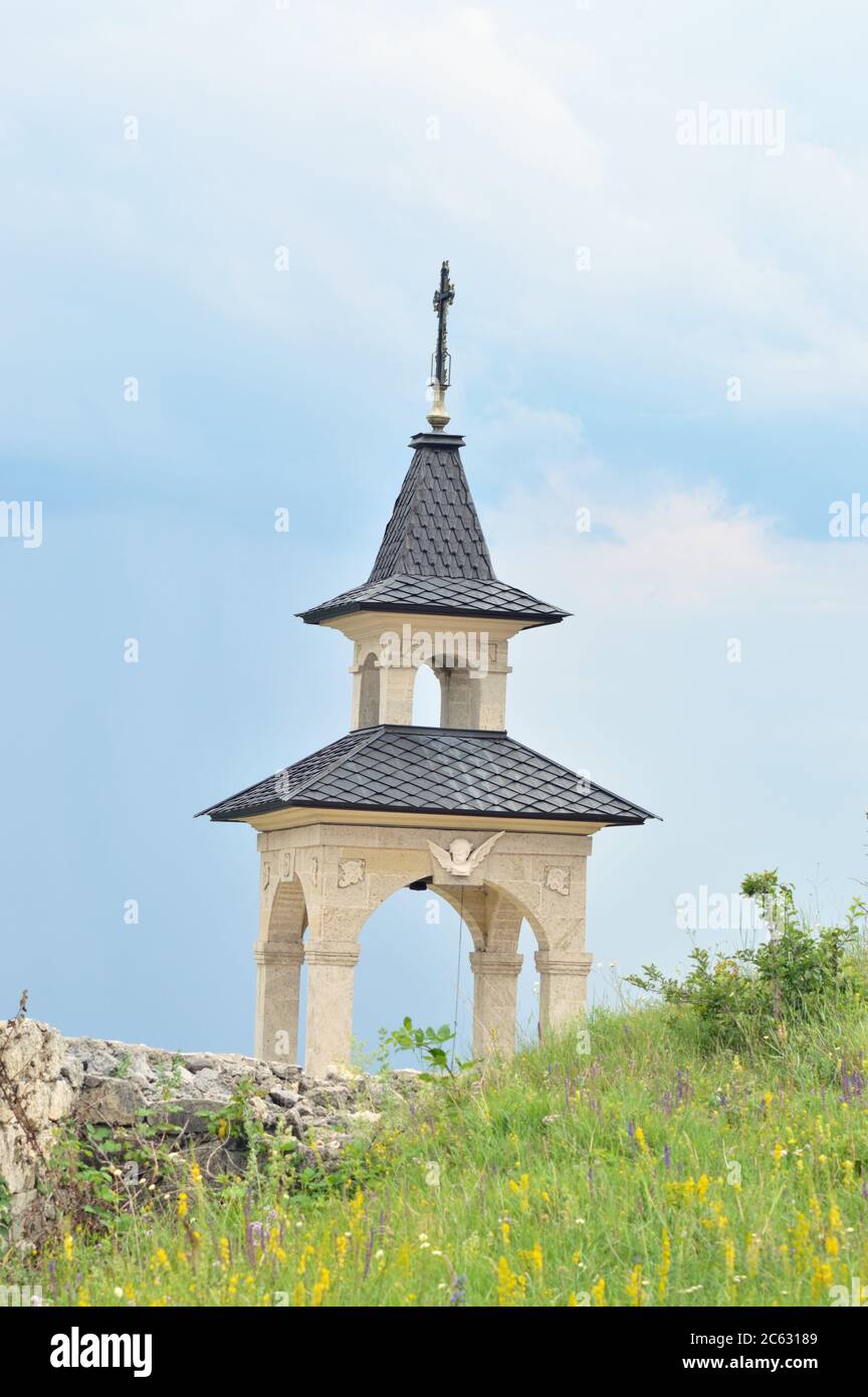 July 4, 2020 - Romania, Naeni - Buzau - View of bell tower at One Stone Church Stock Photo