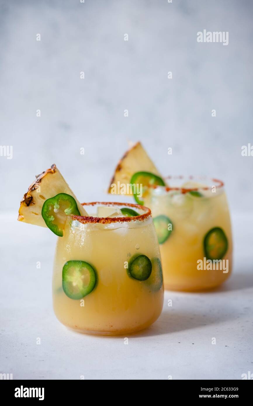 Pineapple jalapeno margarita alcoholic cocktail Stock Photo Alamy