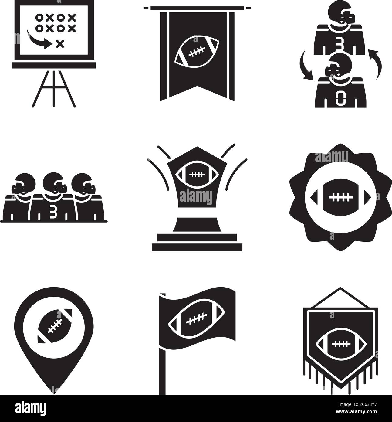 american football game sport professional and recreational icons set silhouette design icon vector illustration Stock Vector