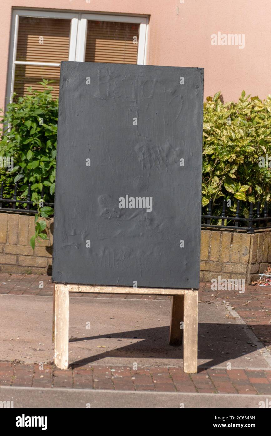 a close up view of a blank black chalk board Stock Photo