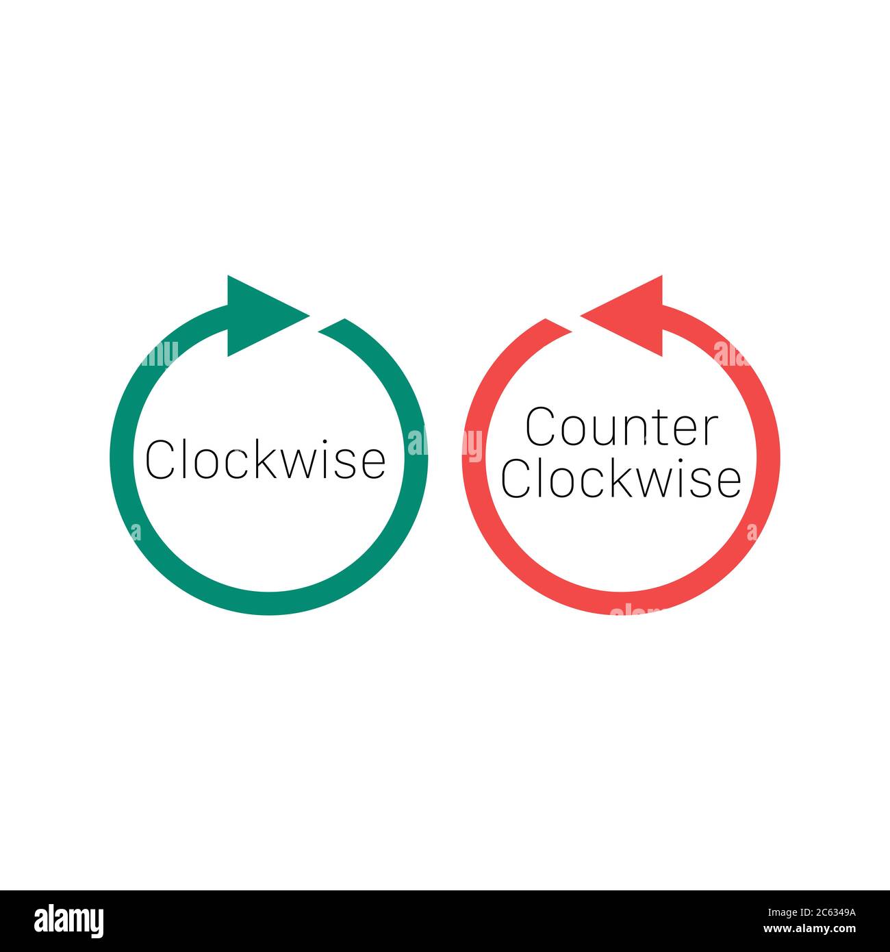 Rotate clockwise and rotate counterclockwise arrows. Stock vector illustration isolated on white background. Stock Vector