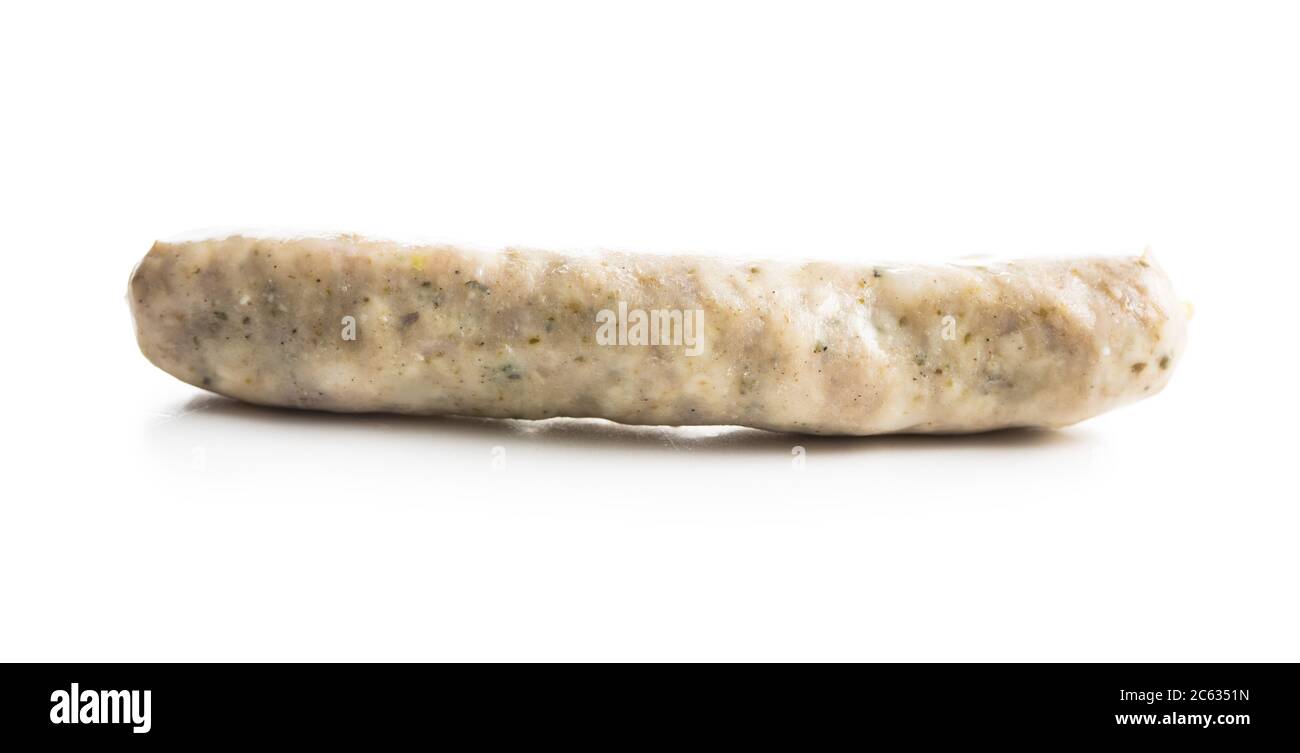 White sausage. Mini weisswurst isolated on white background. Stock Photo