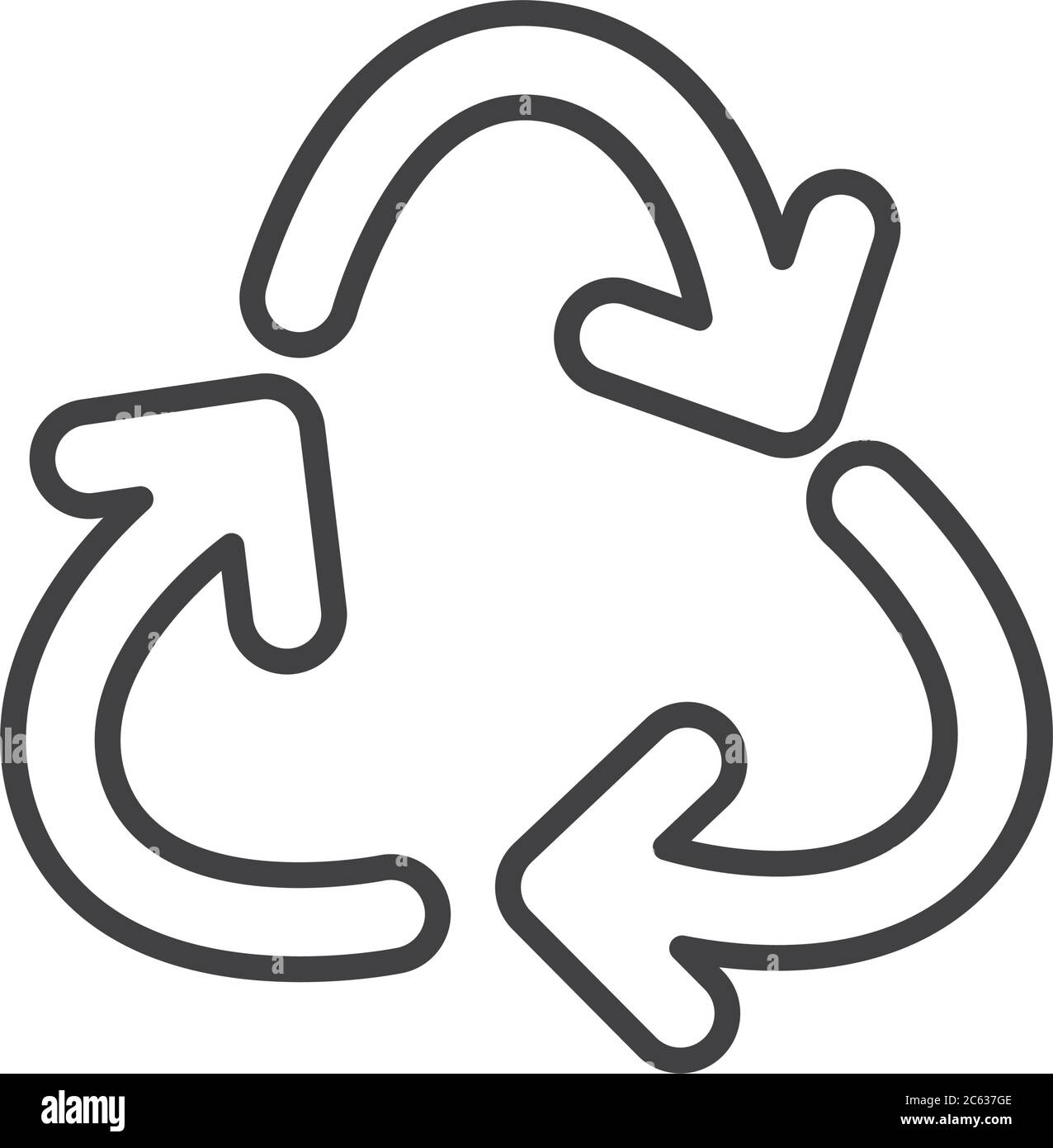 recycle symbol icon over white background, line style, vector ...