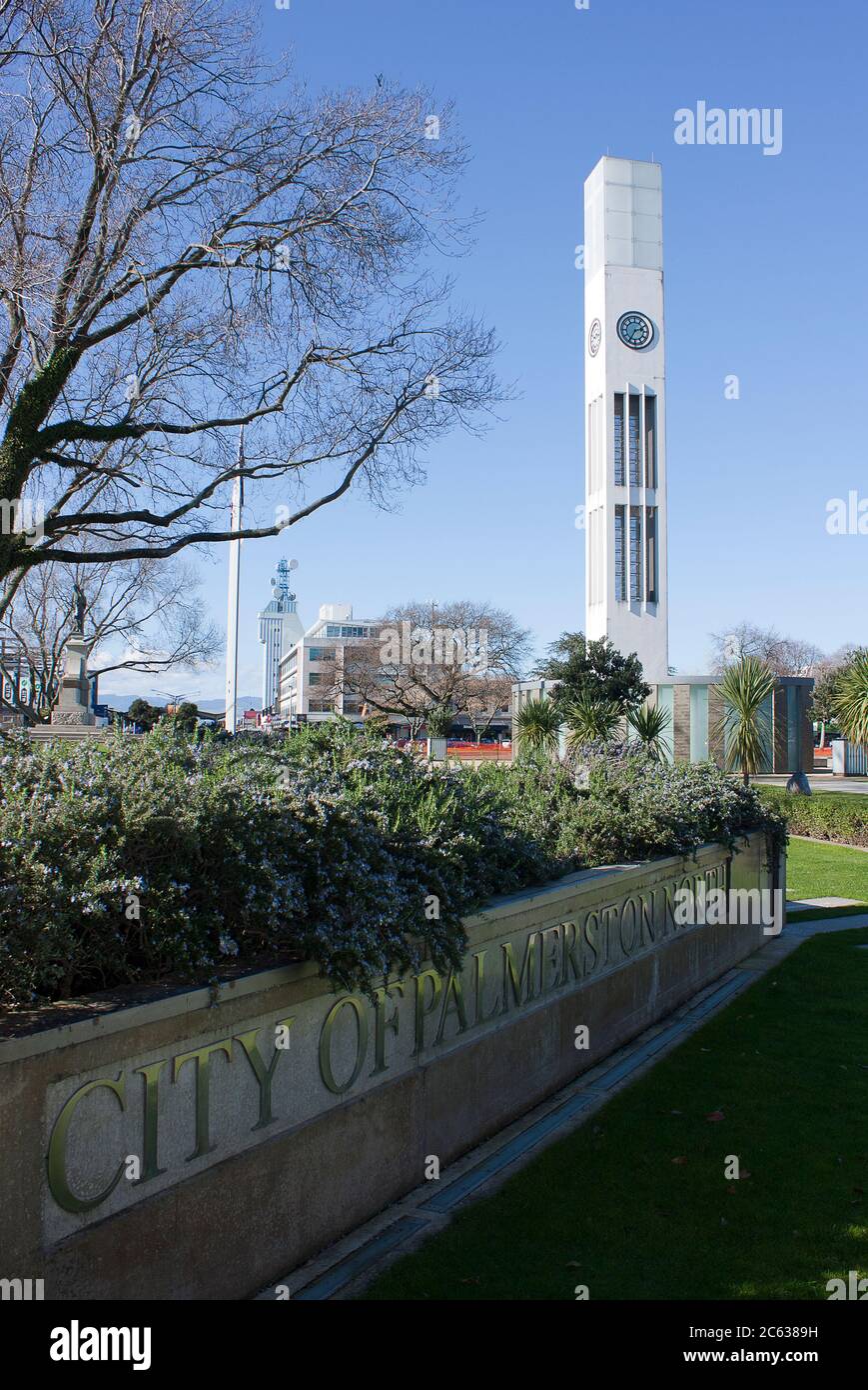 Clock Tower in Palmerston North, New Zealand Stock Photo
