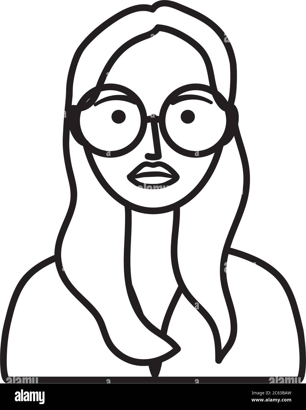 avatar girl with glasses over white background, line style, vector illustration Stock Vector