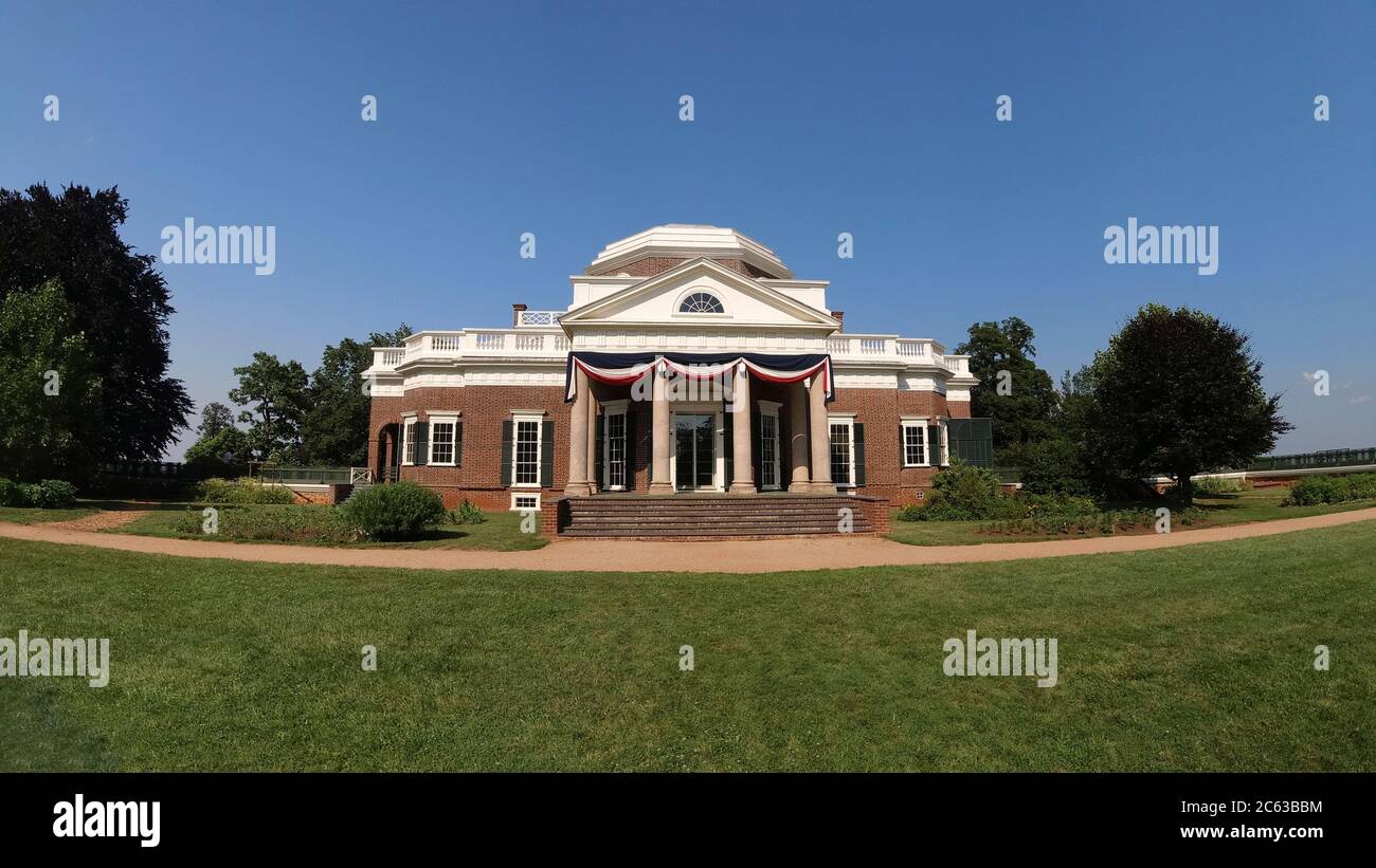 Wide Angle view of Monticello Stock Photo