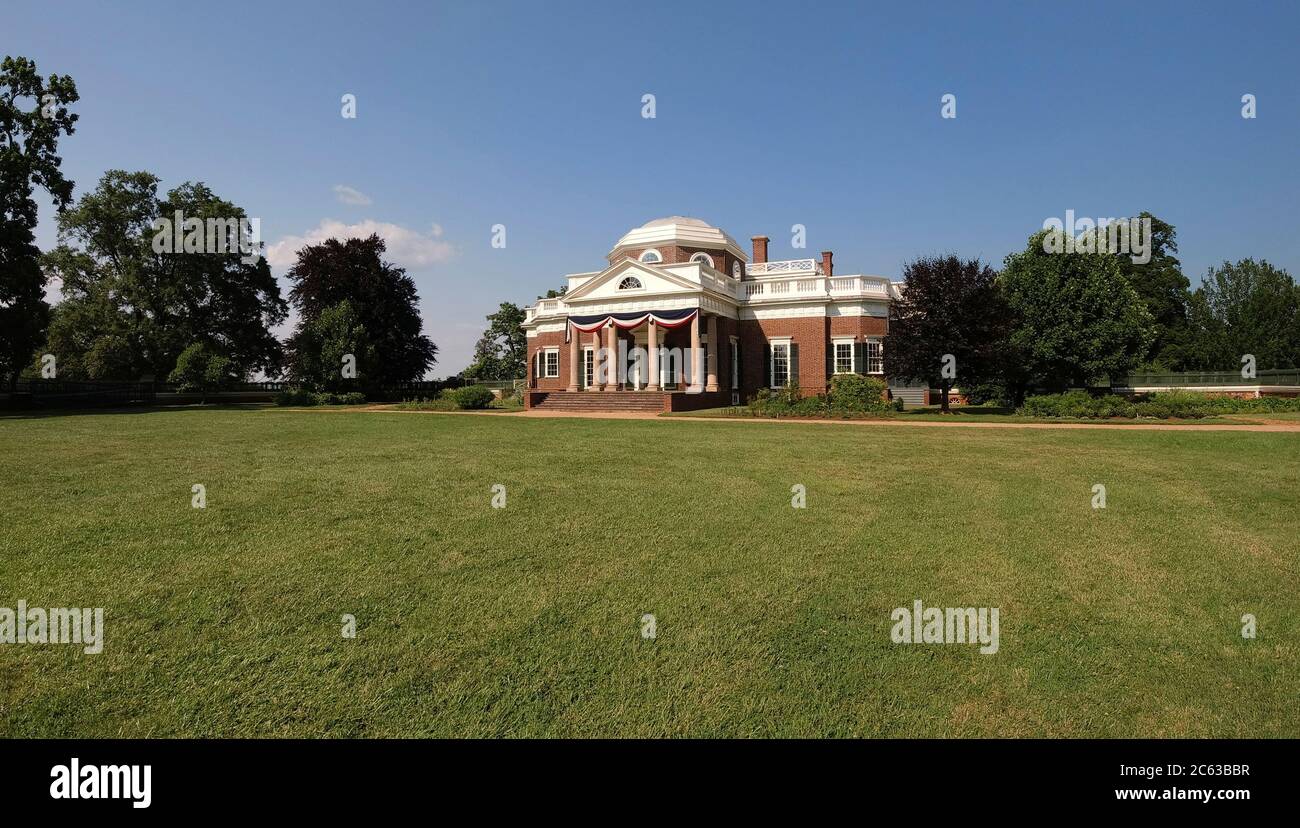 Wide Angle view of Monticello Stock Photo