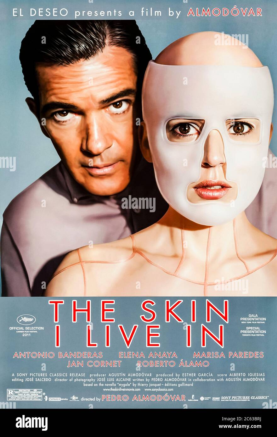 The Skin I Live In [La piel que habito] (2011) (2011) directed by Pedro Almodóvar and starring Antonio Banderas, Elena Anaya, Jan Cornet and Roberto Álamo. A plastic surgeon develops an artificial skin offering superior protection but secrets from his past catch up with him; based on a book by Thierry Jonquet. Stock Photo