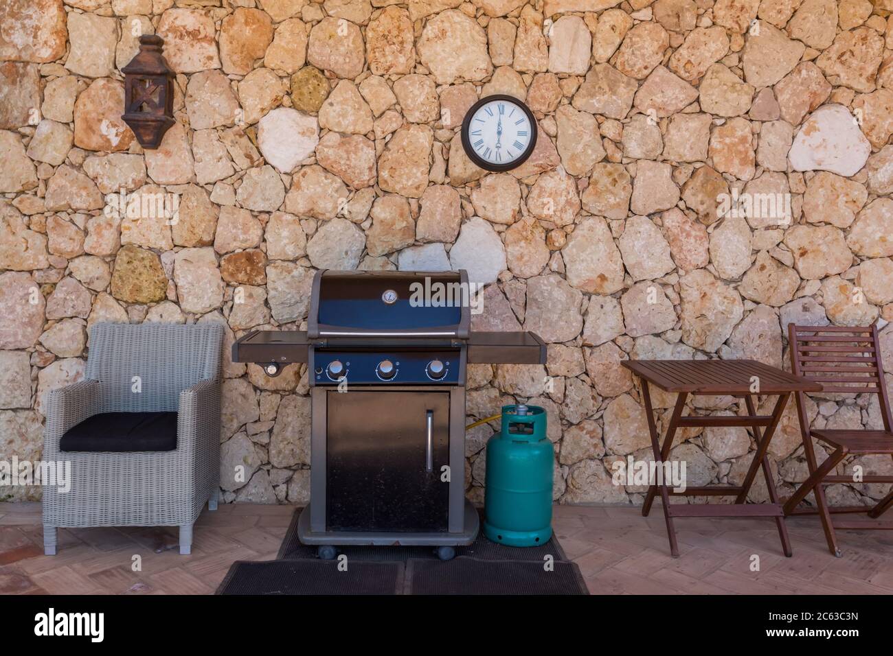 Home gas grill with cylinder, for family holidays and dinners. In the