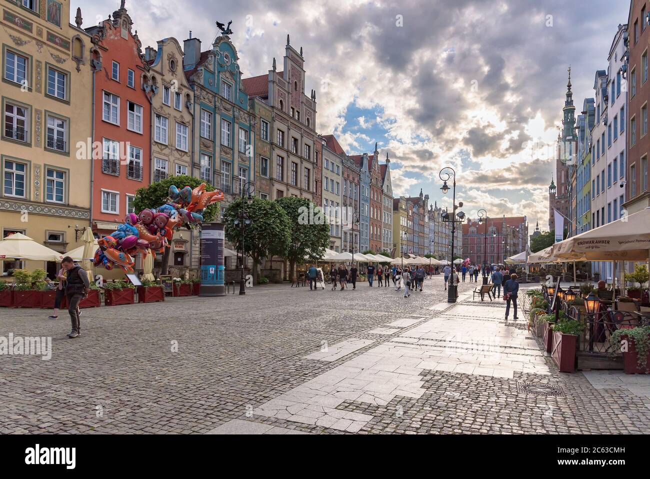 Gdansk, Poland - June 14, 2020: People visit Long Market Square, one of the most distinctive location in the city Stock Photo