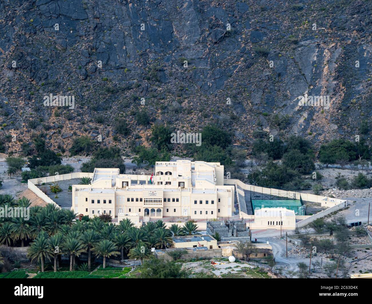 A small village in the bottom of Wadi Bani Awf, Sultanate of Oman. Stock Photo