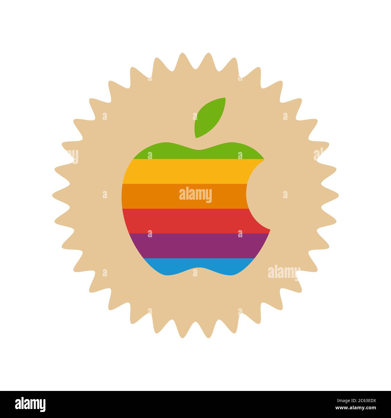 Apple logo. Apple is the technology company sells consumer electronics products headquartered in Cupertino California. Apple app . Kharkiv, Ukraine - Stock Photo