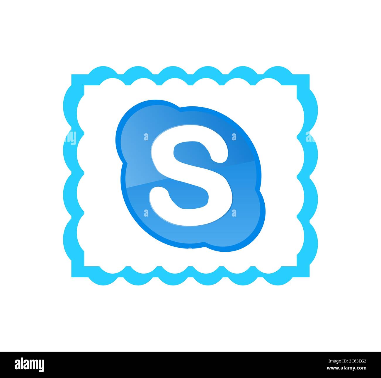 Skype logotype on white background. Skype is a telecommunications application software developed by Microsoft. Skype app . Kharkiv, Ukraine - June , 2 Stock Photo