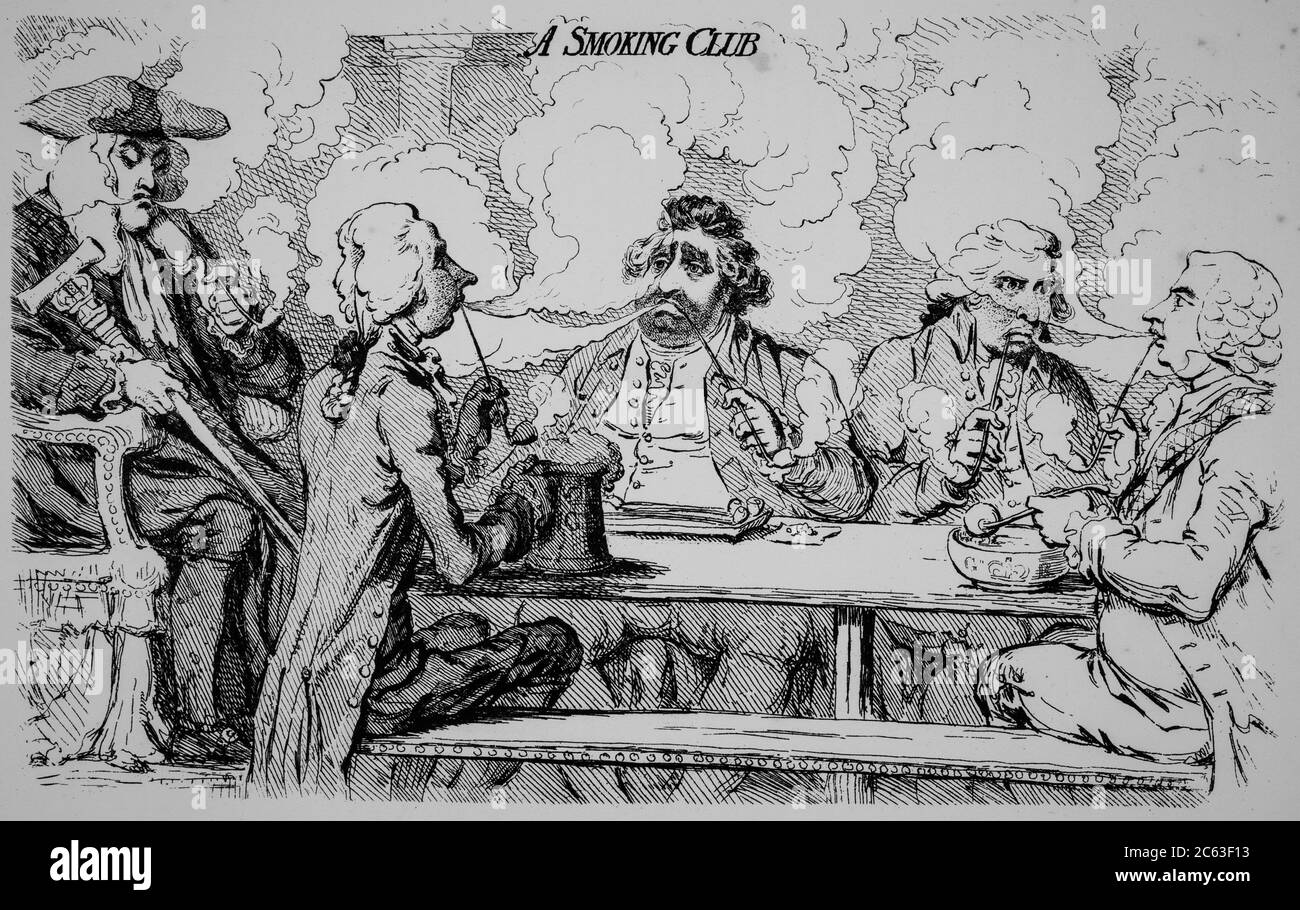 A Smoking Club  James Gillray engraving print Stock Photo