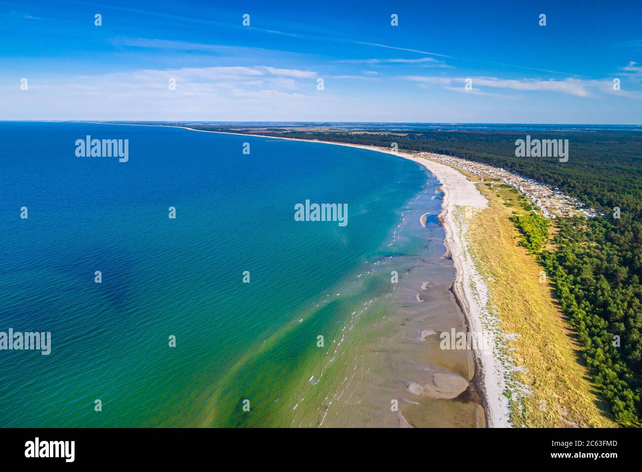 Baltic sea, Germany, Mecklenburg-Western Pomerania, Darß, Prerow, aeriel view of seaside Stock Photo