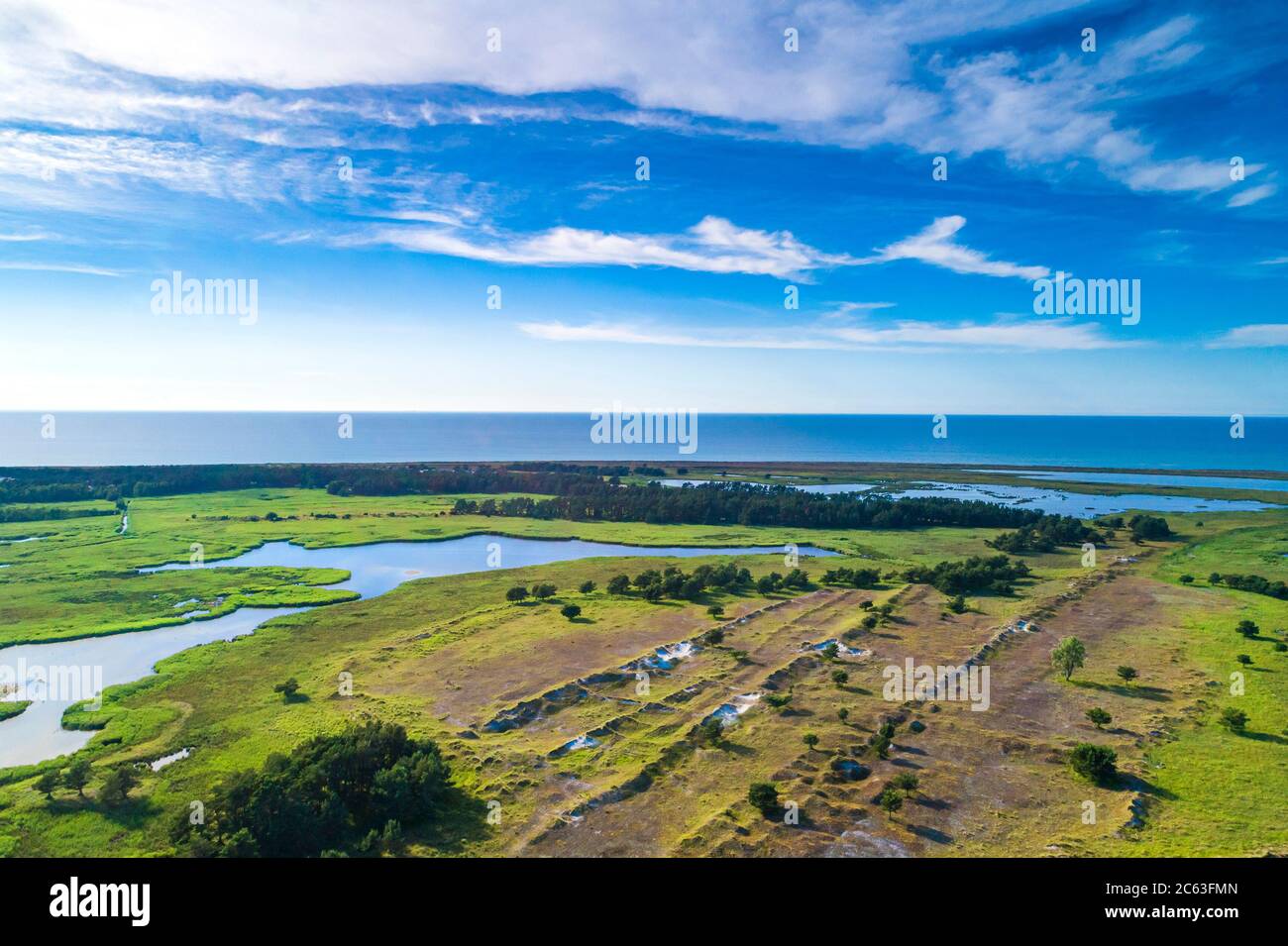 Baltic sea, Germany, Mecklenburg-Western Pomerania, Darß, Prerow, aeriel view of seaside Stock Photo