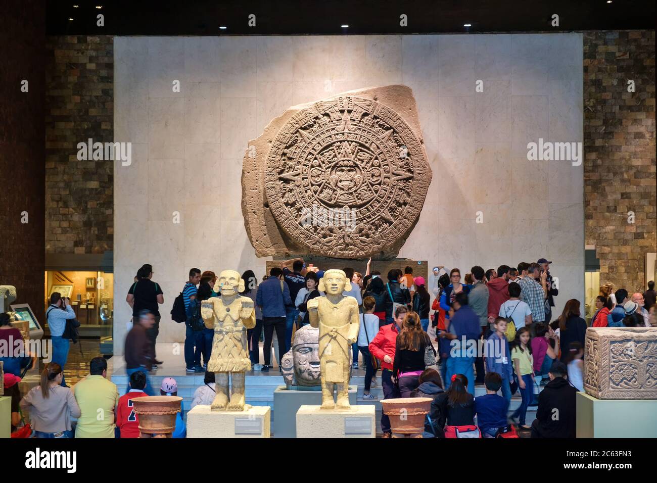 The Aztec Calendar or Stone of the Sun at the National Museum of Anthropology  in Mexico City Stock Photo