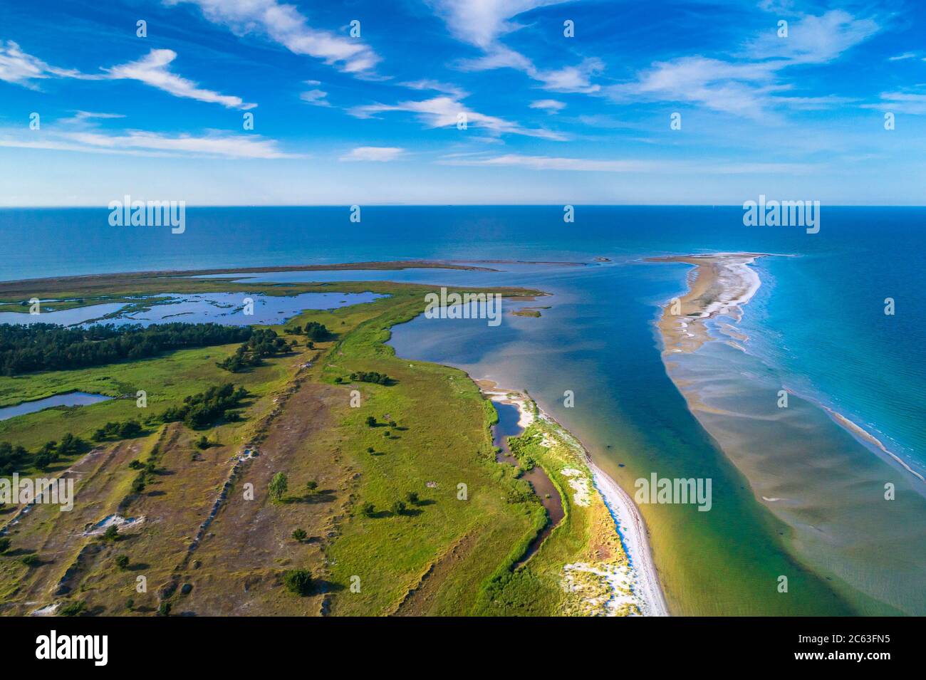 Baltic sea, Germany, Mecklenburg-Western Pomerania, Darß, Prerow, aeriel view of seaside Stock Photo