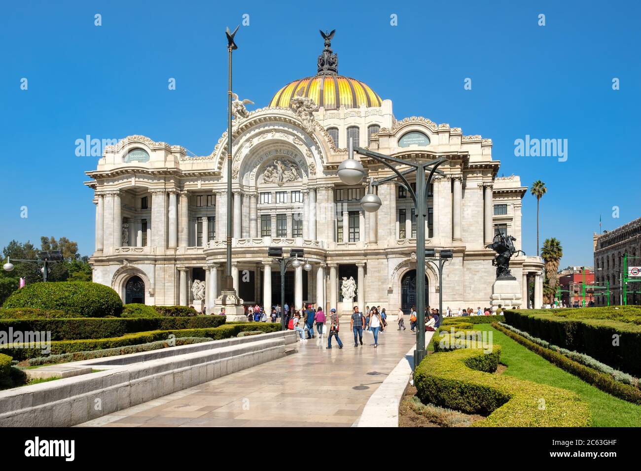 The Palace of Fine Arts o Palacio de Bellas Artes in Mexico City, a famous landmark and a place to show the authentic mexican culture Stock Photo
