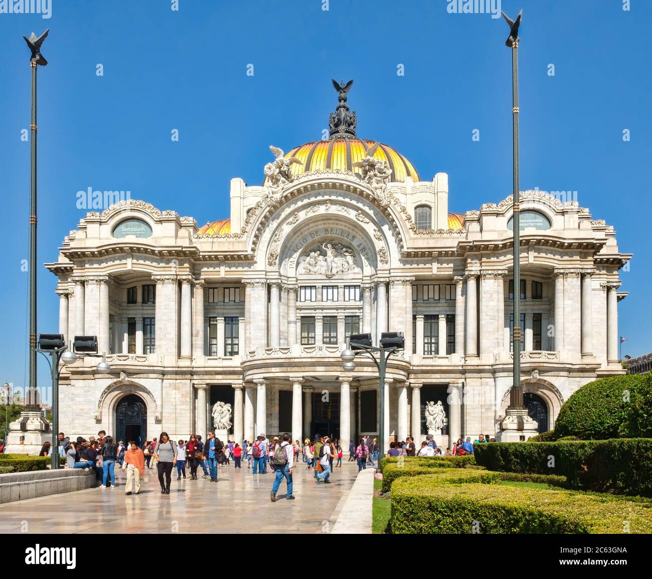 The Palace of Fine Arts o Palacio de Bellas Artes in Mexico City, a famous landmark and a place to show the authentic mexican culture Stock Photo